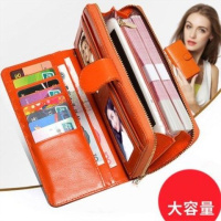 2020新款钱包女长款手拿包油蜡皮手机包三折拉链多功能零钱女卡包