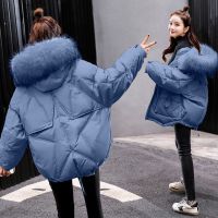 冬季新款大码时尚韩版女学生棉袄宽松毛领面包服帽子加厚短款棉服