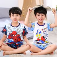 奥特曼衣服儿童睡衣蜘蛛侠童装男童短袖超人夏天男孩帅气套装薄款