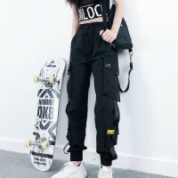 工装裤女宽松韩版休闲黑色哈伦百搭九分束脚裤子女宽松