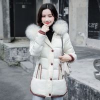 新款2019秋冬韩版女中长款修身显瘦加厚大毛领小个子羽绒棉衣棉服