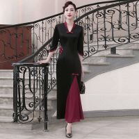 长款改良旗袍女2020春夏季新款端庄优雅妈妈装复古奥黛旗袍连衣裙