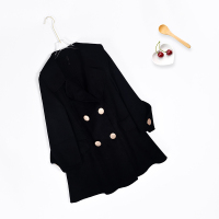 A1641 双面毛呢大衣女2020秋冬黑色毛呢外套赫本羊毛 HY 82007