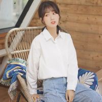 帛卡琪2019新款秋冬白衬衫女长袖男朋友POLO衫学生宽松打底衬衣女