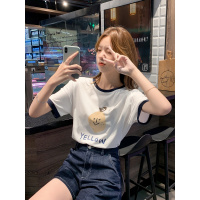 白色T恤女印花卡通柠檬上衣2020年新款ins潮百搭减龄薄款短袖女装