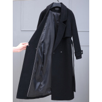 反季清仓特价女装过膝黑色羊绒羊毛呢大衣秋冬中长款双面呢子外套