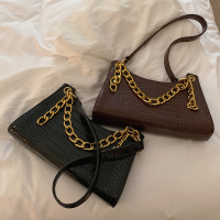 网红女士包包2019秋冬新款时尚法国小众洋气鳄鱼纹复古单肩腋下包