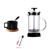 法压壶咖啡壶手冲泡咖啡现磨浓缩咖啡杯过滤杯冲茶器打泡器玻璃|350ML玻璃手柄壶+1黑咖啡杯