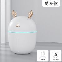 加湿器家用卧室小型迷你空气香薰净化喷雾器补水仪usb空调|白色[萌宠大容量]掌柜推荐 带五根导水棒+风扇+夜灯