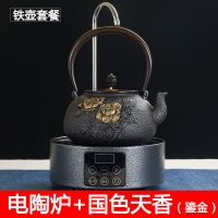 铸铁壶电陶炉煮茶炉套装带抽水家用玻璃茶壶泡茶电茶炉南部铁壶|上水炉+国色天香1.2升