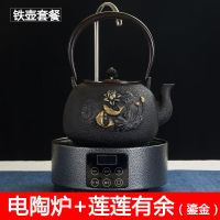 铸铁壶电陶炉煮茶炉套装带抽水家用玻璃茶壶泡茶电茶炉南部铁壶|上水炉+莲莲有余1.3升
