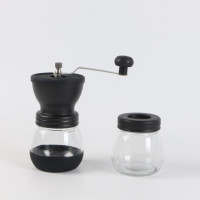 手摇咖啡机小型可水洗磨豆机玻璃热卖便携式磨粉机家用食材研磨机|研磨机套装(黑色)赠量勺