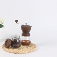 手摇咖啡机小型可水洗磨豆机玻璃热卖便携式磨粉机家用食材研磨机|研磨机套装(咖啡色)赠量勺