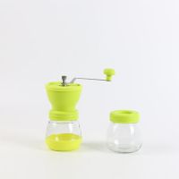 手摇咖啡机小型可水洗磨豆机玻璃热卖便携式磨粉机家用食材研磨机|研磨机套装(绿色)赠量勺
