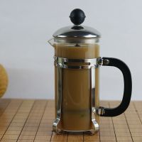 不锈钢法压壶冲茶器滤压壶咖啡壶耐高温玻璃手冲法式过滤壶泡茶壶|350ml焊接黑球顶款