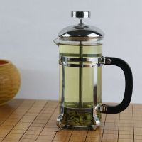 不锈钢法压壶冲茶器滤压壶咖啡壶耐高温玻璃手冲法式过滤壶泡茶壶|350ml焊接平顶款