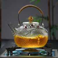 家用铜把提梁壶玻璃煮茶壶电陶炉烧水壶锤纹煮茶器日式铜把壶|700毫升梅花款