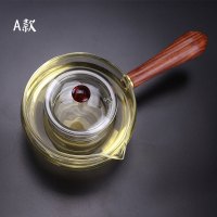 耐热加厚玻璃茶壶木柄冲茶壶侧把小青柑泡茶壶家用电陶炉煮茶壶|木把煮茶壶A款(500ml)