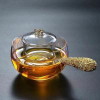 耐热加厚玻璃茶壶木柄冲茶壶侧把小青柑泡茶壶家用电陶炉煮茶壶|镂空金龙煮茶壶(500ml)