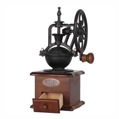 手摇磨豆机 咖啡豆研磨机家用磨粉机 小型咖啡机手动复古大轮|摩天轮送毛刷