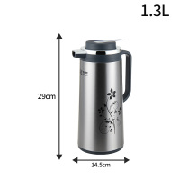 保温壶家用玻璃内胆保温瓶不锈钢热水瓶暖水壶咖啡壶|1.3L深灰色8813S