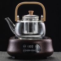 耐高温玻璃提梁煮茶壶烧水泡茶养生壶普洱白茶电陶炉煮茶器煮茶炉|提梁煮茶壶+锤纹金电陶炉智能款