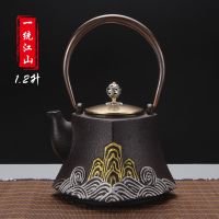 铸铁壶电陶炉套装无涂层烧水壶复古功夫茶具南部老铁壶泡茶生铁壶|1.2升一统江山