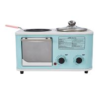 多功能电烤箱家用四合一多士炉烤面包机三明治机网红早餐机|标配款(早餐机-四合一)浅蓝