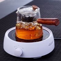 家用透明玻璃煮茶器茶壶耐高温带过滤侧把蒸茶壶电陶炉专用泡茶壶|木把壶+圆白电陶炉(推荐)
