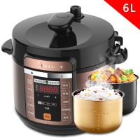 电压力锅家用电高压锅全自动智能饭煲饭锅3双胆5-6人|[版]黧黑咖啡金/6升