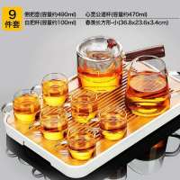 侧把煮茶壶耐热加厚玻璃过滤煮茶器家用茶具套装电陶炉煮茶冲茶器|侧把壶+6杯+公道杯+密胺茶盘