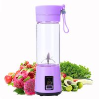 小型炸果汁榨汁机电动迷你便携式学生宿舍家用豆浆打汁榨针水果机|紫色 小动力不推荐款2刀头塑料杯身