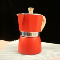 摩卡壶咖啡意式浓缩加厚精车煮咖啡器具电热炉摩卡壶咖啡套装|3号锐丽红 壶+炉