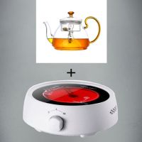 玻璃蒸煮茶壶 大容量蒸茶壶 煮茶壶玻璃 烧水壶电陶炉蒸汽煮茶器|1200ml黄把蒸茶壶+电陶炉