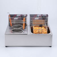 油炸锅商用电炸炉小吃摆摊炸串锅油条油炸机燃气单缸关东煮|【组合加厚款】2孔煮面炉+6升炸炉