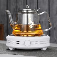 家用煮茶器套装玻璃煮茶壶黑茶全自动煮茶炉烧茶壶电陶炉功夫茶具|A款900ML+白色茶炉[送4杯]