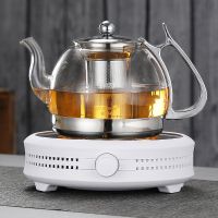 家用煮茶器套装玻璃煮茶壶黑茶全自动煮茶炉烧茶壶电陶炉功夫茶具|B款1000ML+白色茶炉[送4杯]