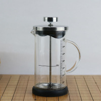 不锈钢高硼硅玻璃过滤手冲量杯打奶泡咖啡壶冲茶器法压壶|350ml