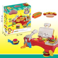 无毒烧烤架安全橡皮泥彩泥微波炉煮饭模具儿童套装女孩玩具粘土|彩泥黏土烧烤机(PD8608)