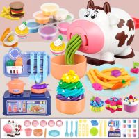 小猪彩泥面条机无橡皮泥模具工具套装儿童冰淇淋粘土男女孩玩具|奶牛面条冰淇淋机+饺子+蓝厨+8大泥