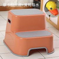 儿童踩脚凳子洗手垫脚凳宝宝卫生间洗漱浴室防滑增高阶梯凳脚踏凳|升级底部全包胶-摩卡棕点点+黄鸭导水