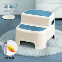 儿童垫脚凳宝宝踩脚椅子凳子小板凳洗手台阶小孩凳防滑脚踏凳站凳|深海蓝[双层防滑]+鸭子水龙头延伸器
