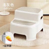 儿童垫脚凳宝宝踩脚椅子凳子小板凳洗手台阶小孩凳防滑脚踏凳站凳|浅灰色[双层防滑]+鸭子水龙头延伸器