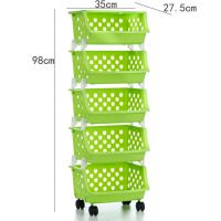 大号加厚厨房蔬菜架置物架落地收纳架玩具蔬菜筐储物架角架篮子|绿色五层加滑轮+盖板