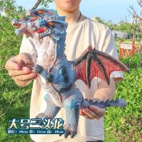 超大号霸王龙软胶恐龙玩具发声三角龙益智仿真动物|[新品]蓝色三头飞龙48.8cm [普通版]恐龙叫声(13%人选择)