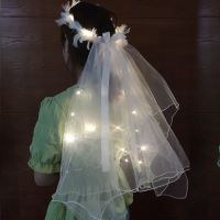 发光辫子蝴蝶光钎发丝儿童玩具装饰头饰地推地摊小礼品批发圣诞节|鹅毛花环发光头纱-暖光 20个装