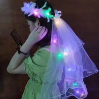 发光辫子蝴蝶光钎发丝儿童玩具装饰头饰地推地摊小礼品批发圣诞节|鹅毛花环发光头纱-彩灯 2个装