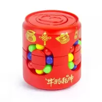 儿童创意减压趣味易拉罐小魔珠智力转动游戏可乐魔方手指陀螺玩具|易拉罐魔方[红色]-扭转乾坤