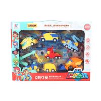 百变校巴超学先锋惯性可动耐摔工程车歌德机器人儿童玩具礼盒套装|全套6只+1只黄色车厢(礼盒装)