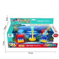 百变校巴超学先锋惯性可动耐摔工程车歌德机器人儿童玩具礼盒套装|B款3只+2只车厢(礼盒装)